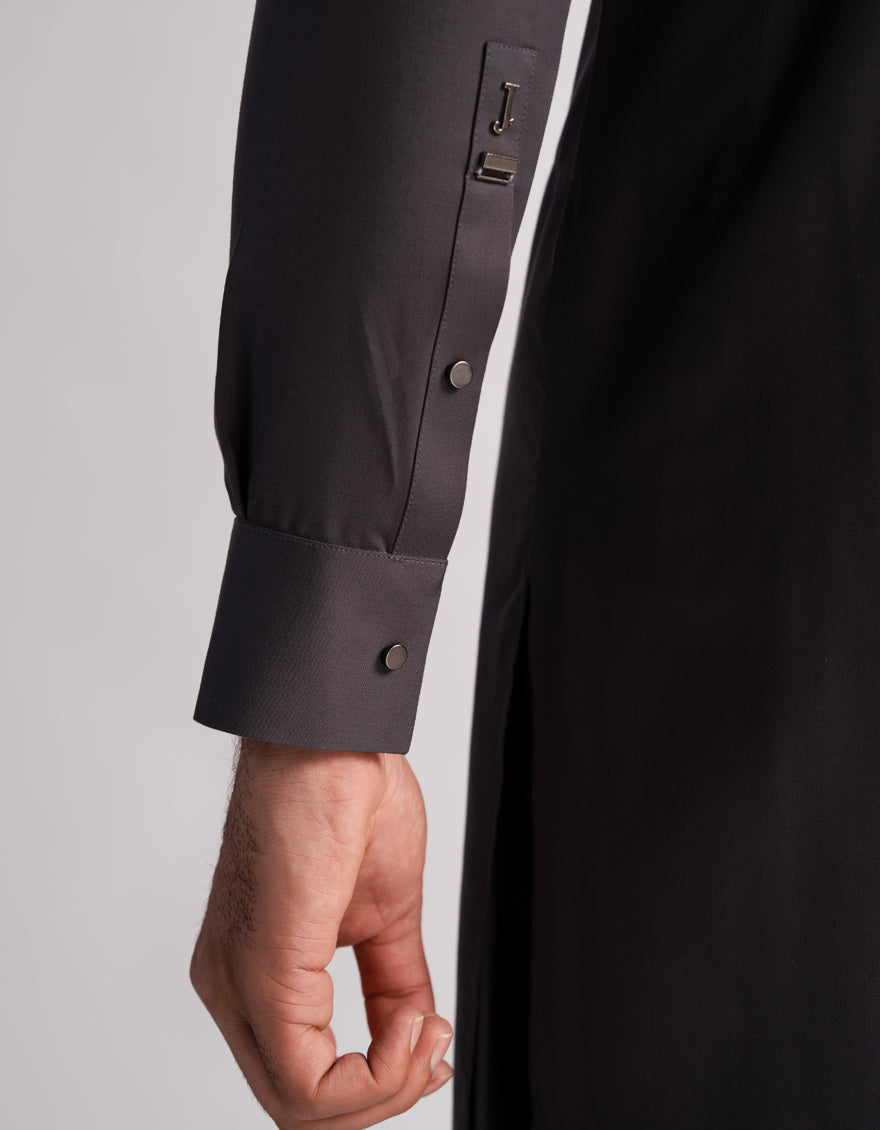 Blended Deep Grey Kurta Trouser - J. Junaid Jamshed