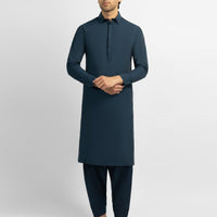 Blended Electric Blue Shalwar Kameez - J. Junaid Jamshed