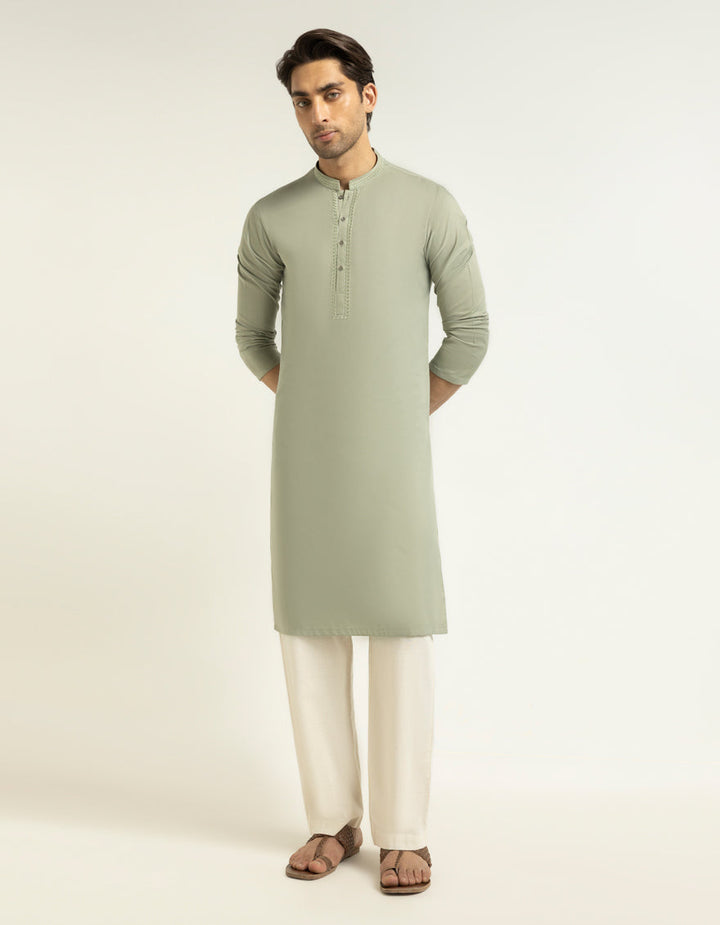 Blended Light Green Kurta - J. Junaid Jamshed