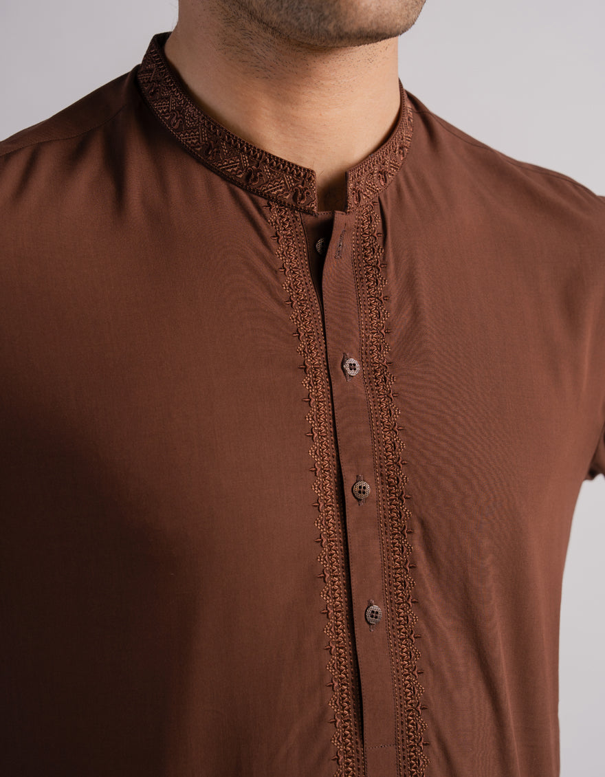 Blended Brown Shalwar Kameez - J. Junaid Jamshed