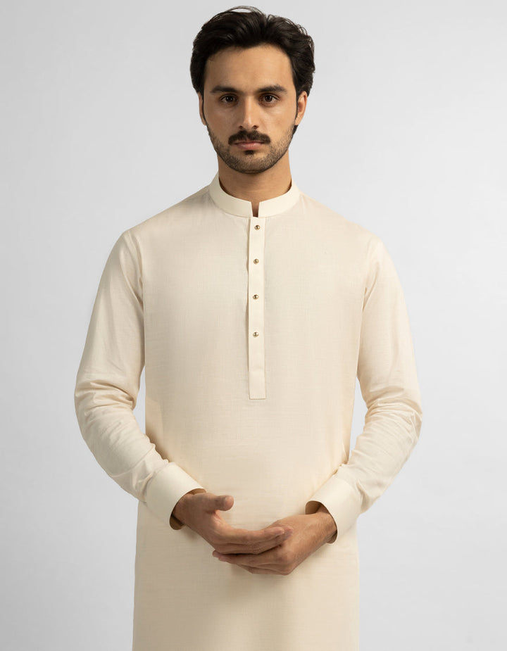 Cotton Off White Shalwar Kameez - J. Junaid Jamshed