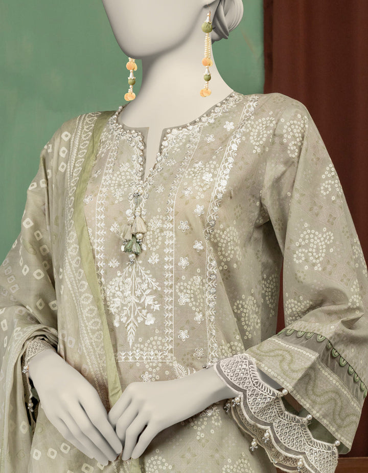 Lawn Green Unstitched Suit - J. Junaid Jamshed