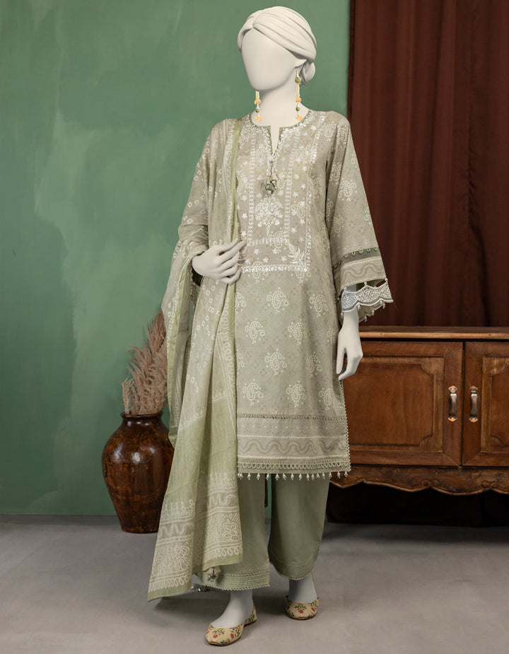 Lawn Green Unstitched Suit - J. Junaid Jamshed