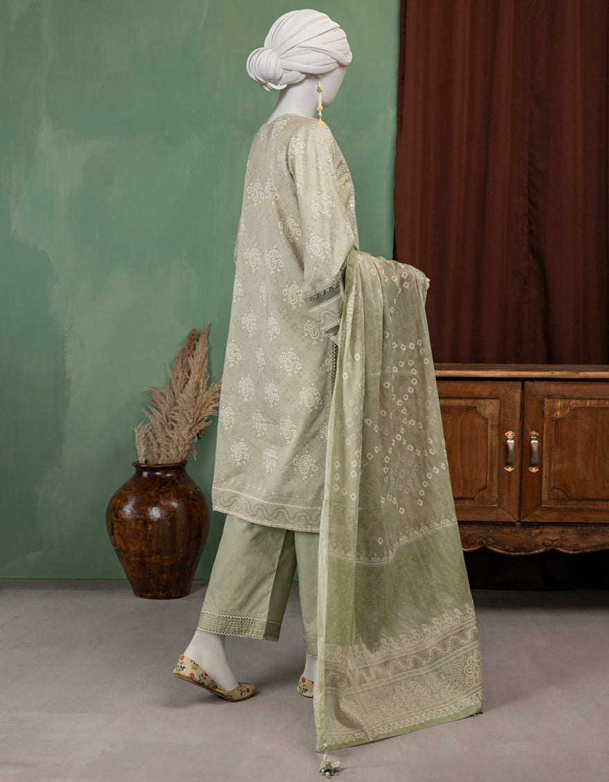 Lawn Green Unstitched Suit - J. Junaid Jamshed