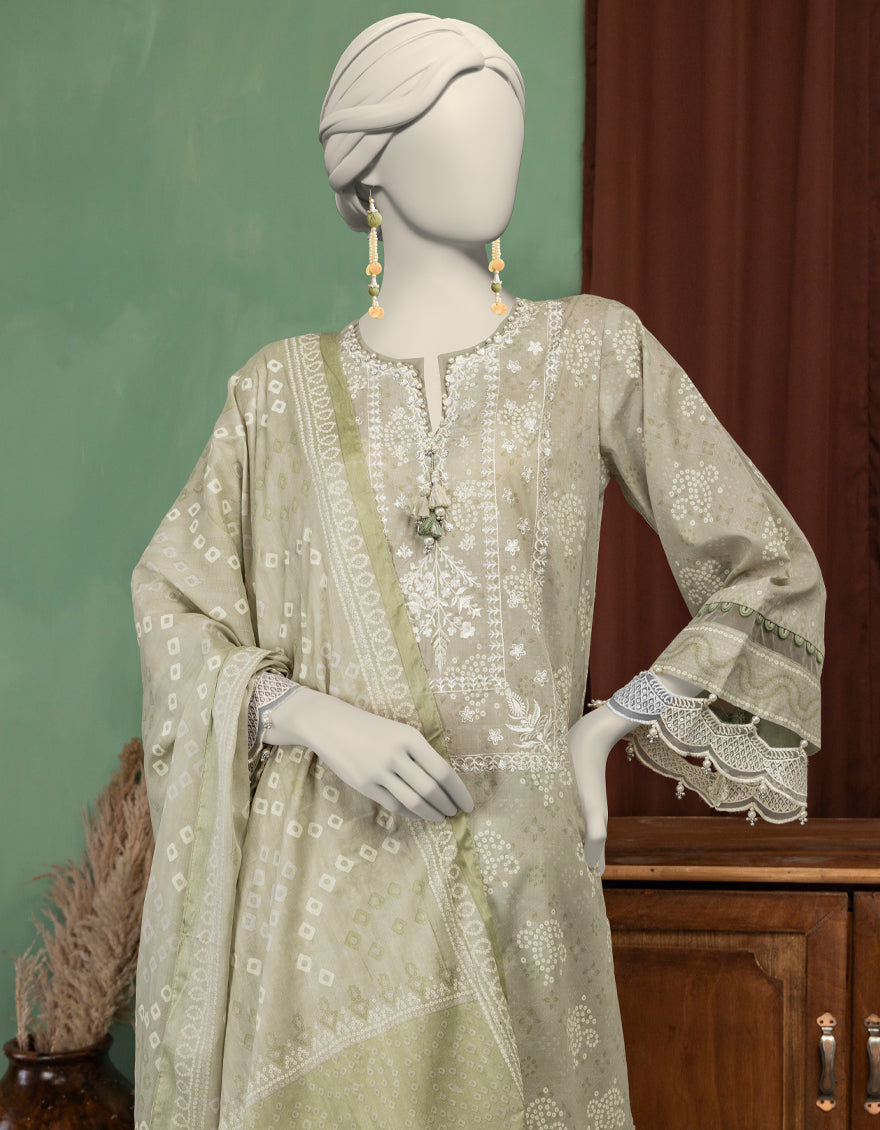 Lawn Green Unstitched Suit - J. Junaid Jamshed