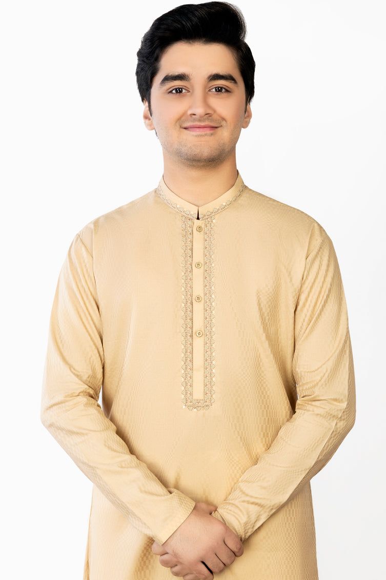 Blended Sand Kurta - J. Junaid Jamshed