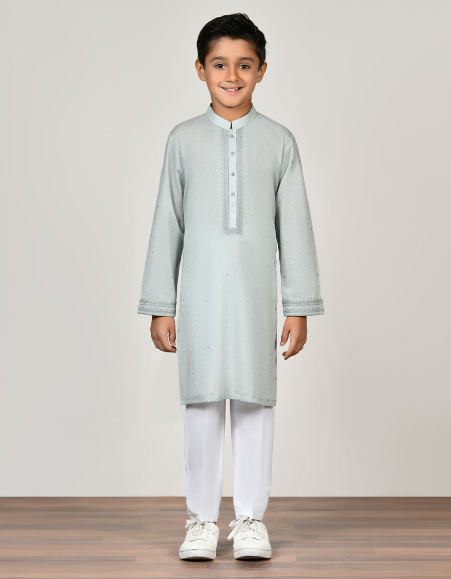 Cotton Light Jade Kurta - J. Junaid Jamshed