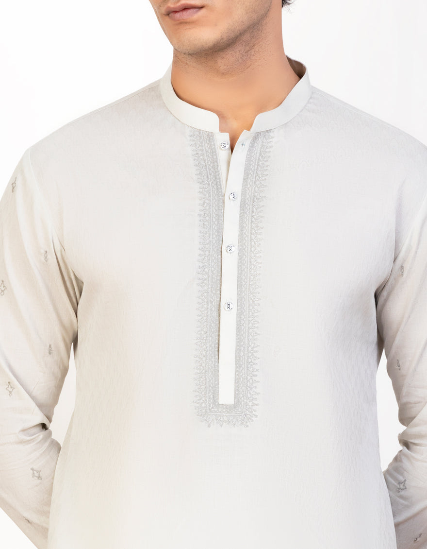 Cotton Ivory Kurta - J. Junaid Jamshed