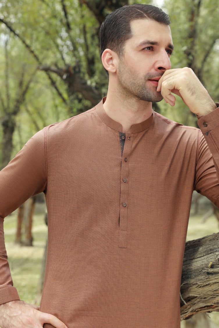 Cotton Rust Kurta J. Junaid Jamshed Janan