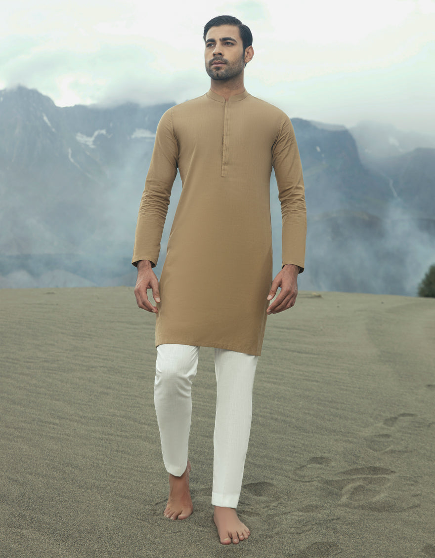 Blended Sand Kurta - J. Junaid Jamshed