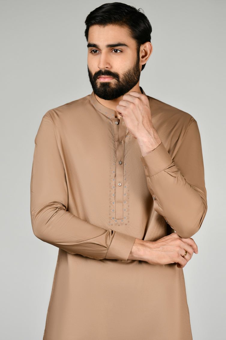 Cotton Brown Shalwar Kameez - J. Junaid Jamshed