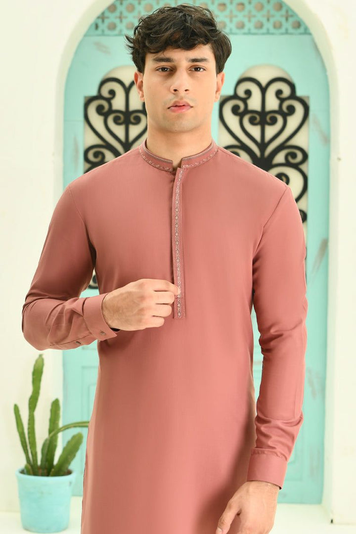 Blended Red Shalwar Kameez - J. Junaid Jamshed