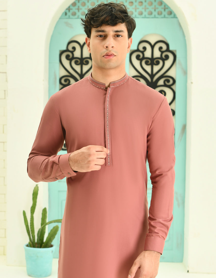 Blended Red Shalwar Kameez - J. Junaid Jamshed