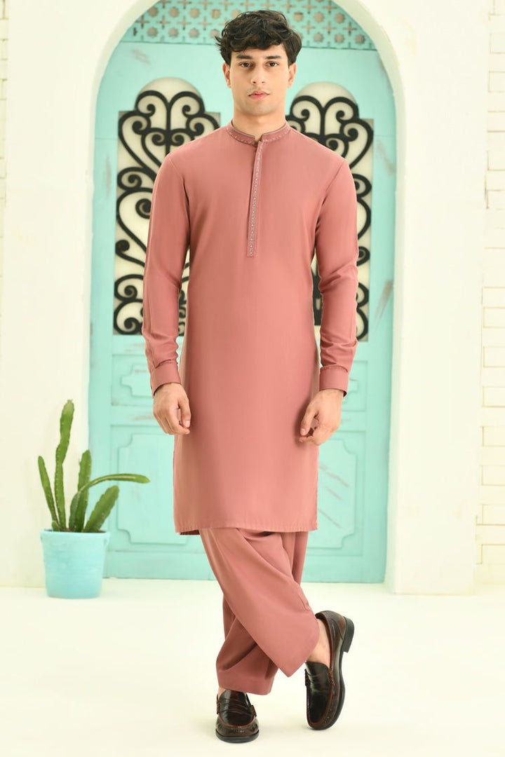 Blended Red Shalwar Kameez - J. Junaid Jamshed