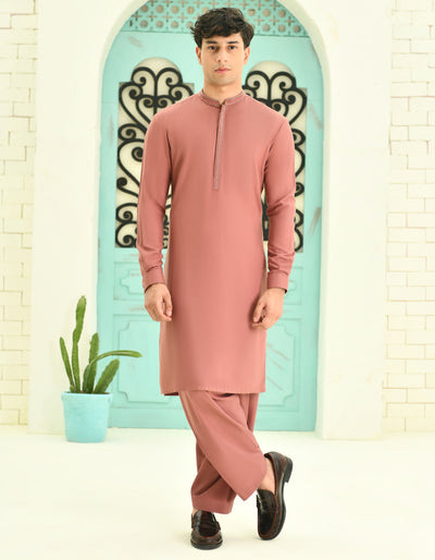 Blended Red Shalwar Kameez - J. Junaid Jamshed