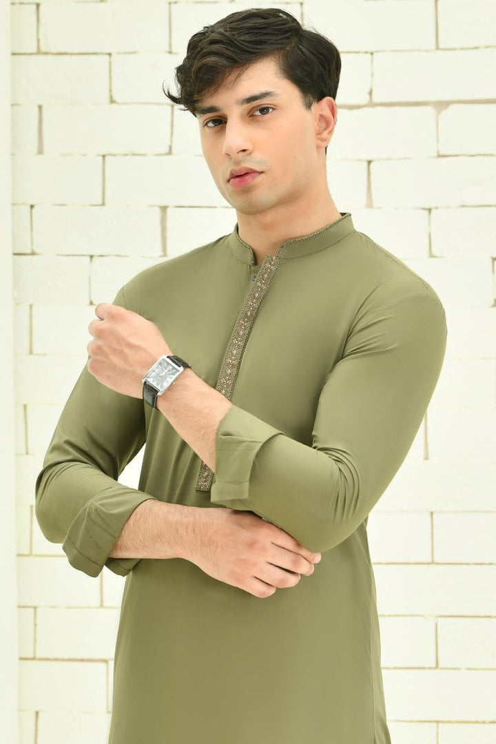 Blended Green Kameez Shalwar - J. Junaid Jamshed