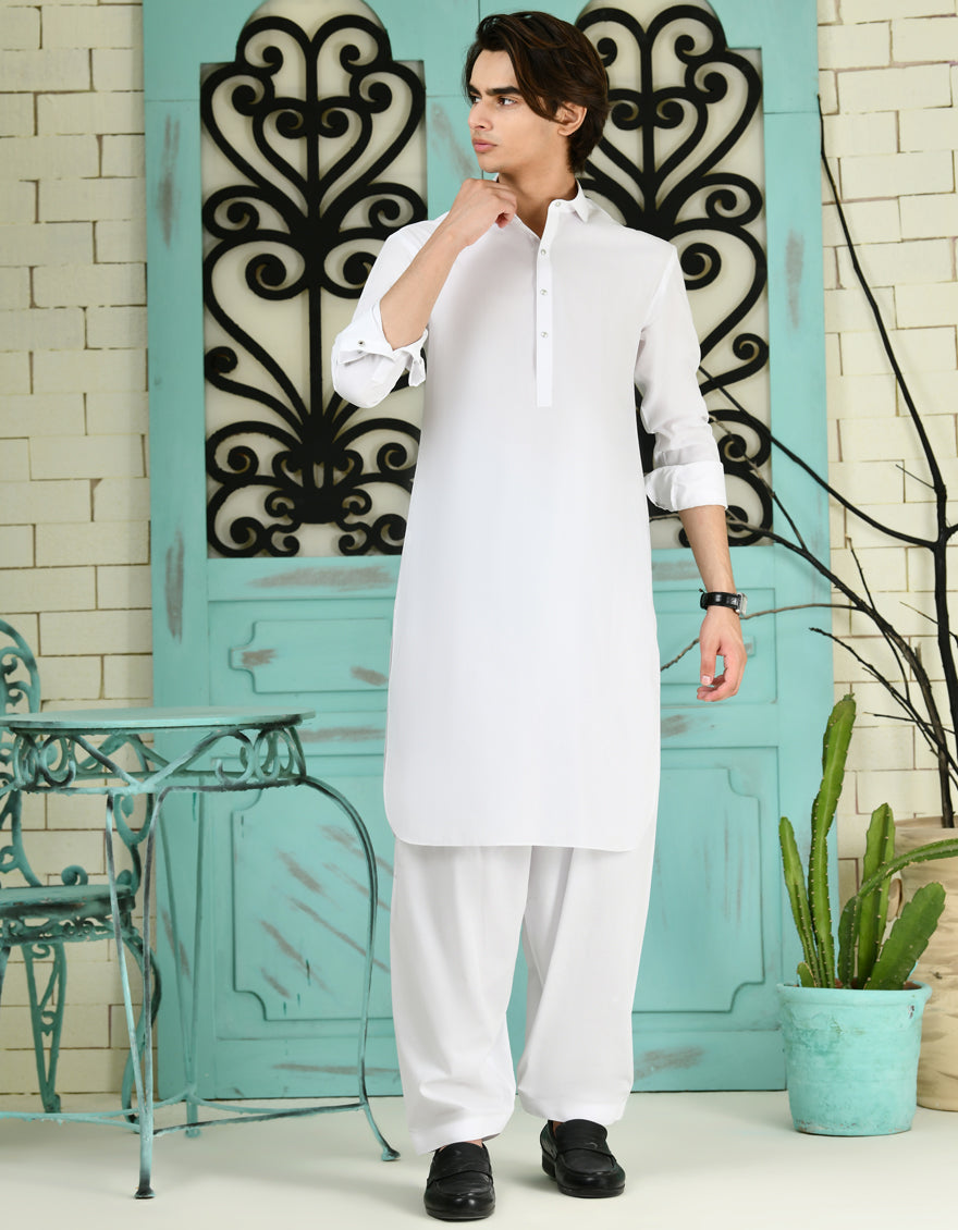 Cvc White Shalwar Kameez - J. Junaid Jamshed