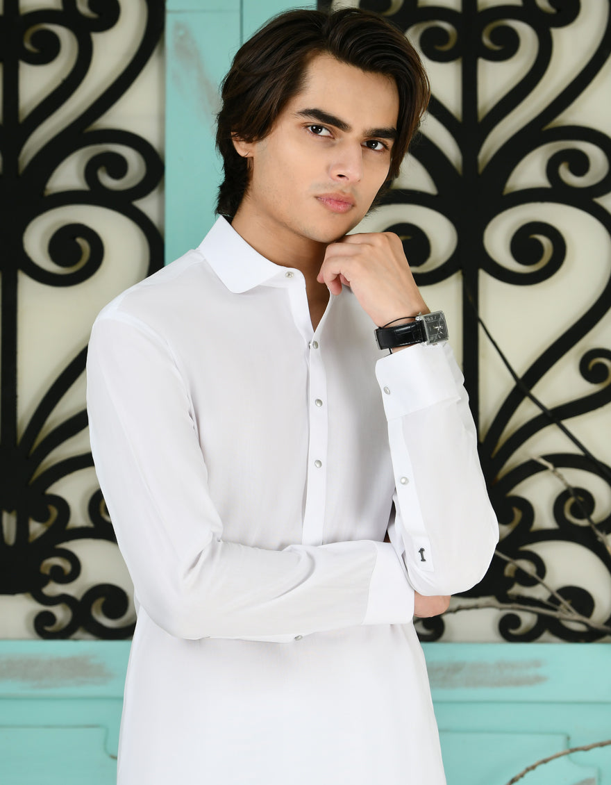 Cvc White Shalwar Kameez - J. Junaid Jamshed