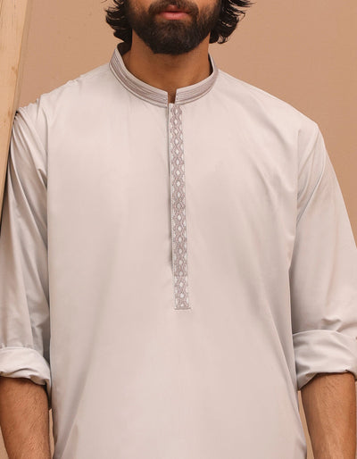 Blended Smoke Grey Kurta Trouser - J. Junaid Jamshed