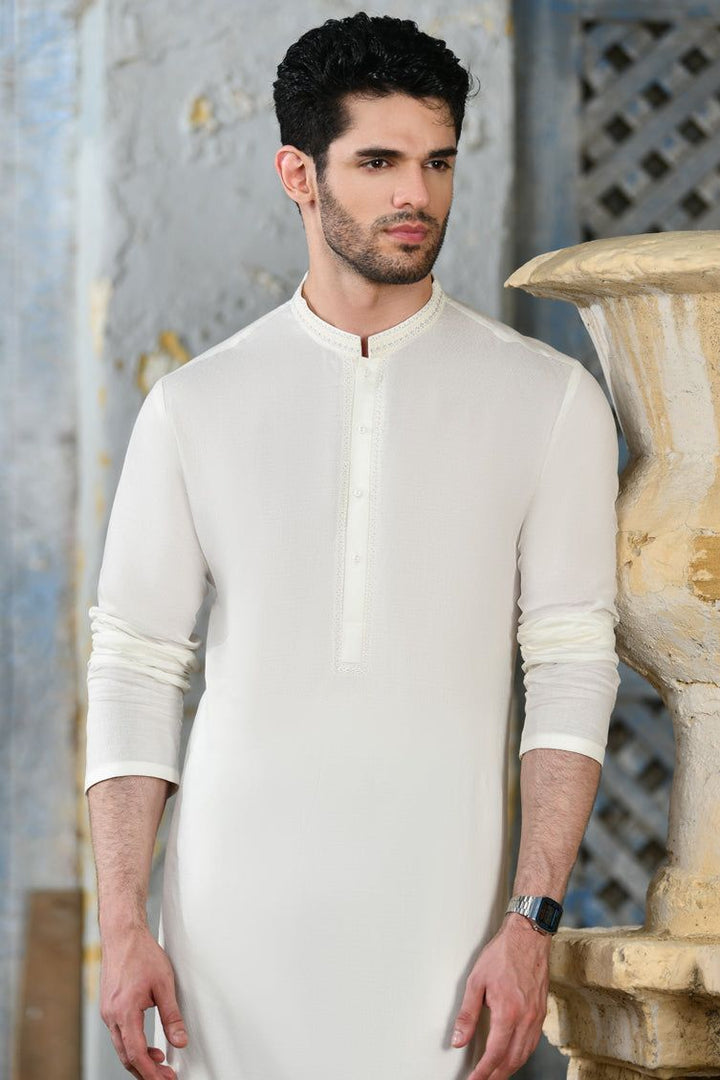 Blended White Kurta - J. Junaid Jamshed