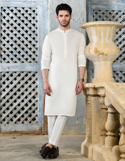 Blended White Kurta - J. Junaid Jamshed