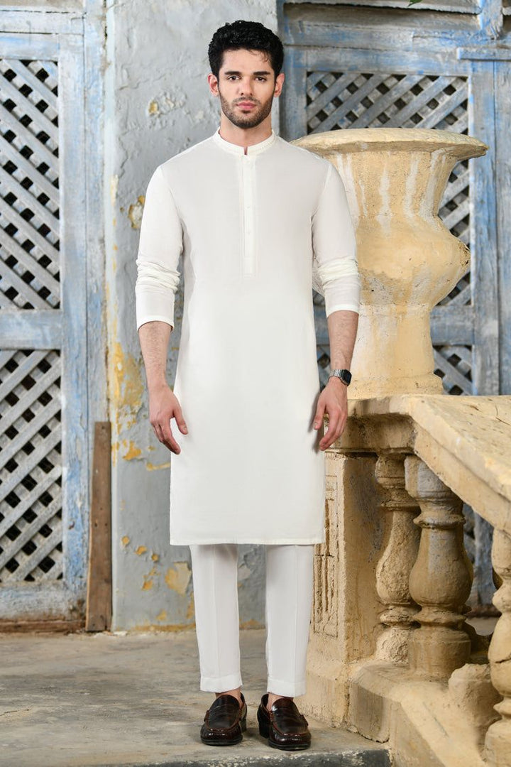 Blended White Kurta - J. Junaid Jamshed
