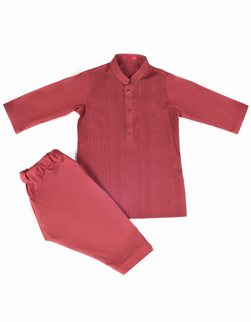 Blended Dull Red Shalwar Kameez - J. Junaid Jamshed