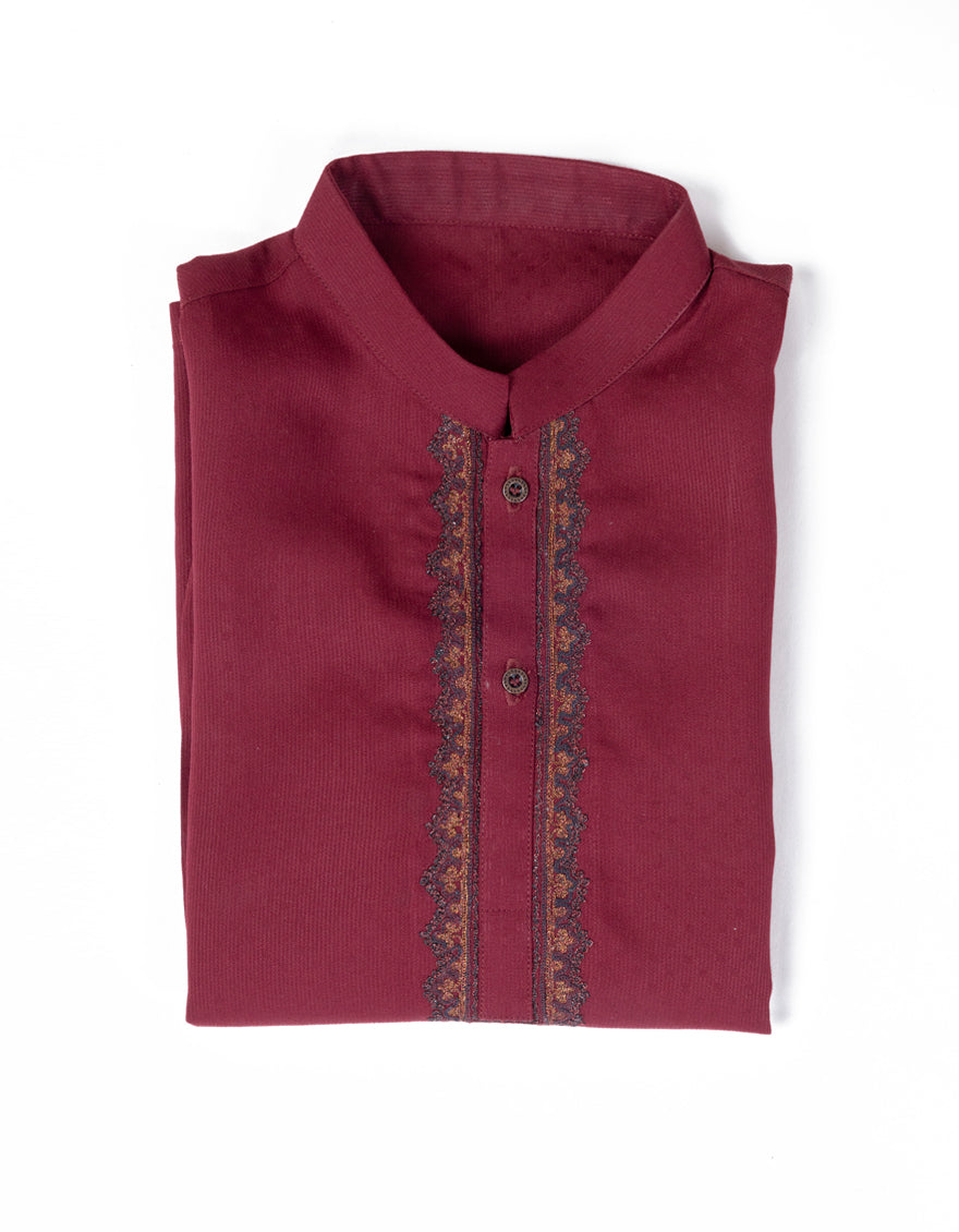 Blended Maroon Shalwar Kameez - J. Junaid Jamshed