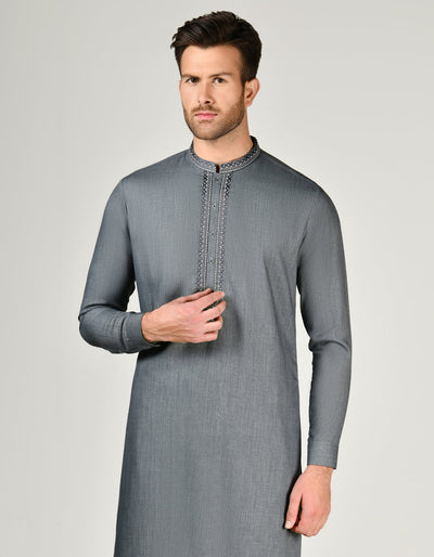 Blended Grey Shalwar Kameez - J. Junaid Jamshed