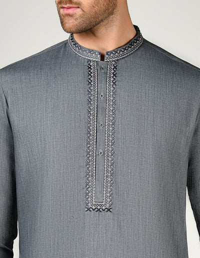 Blended Grey Shalwar Kameez - J. Junaid Jamshed