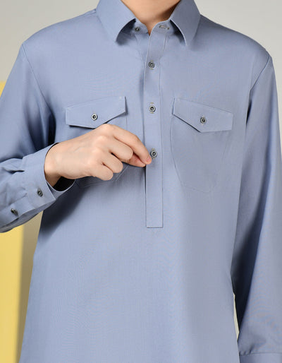 Blended Pgn. Blue Shalwar Kameez - J. Junaid Jamshed