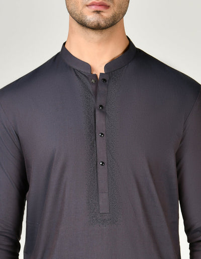 Blended Dull Purple Kurta Trouser - J. Junaid Jamshed