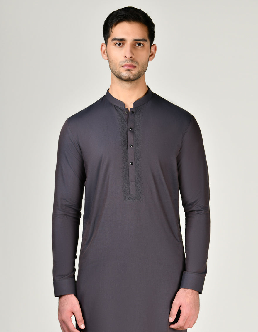 Blended Dull Purple Kurta Trouser - J. Junaid Jamshed