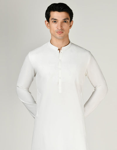 Blended White Shalwar Kameez - J. Junaid Jamshed