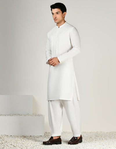 Blended White Shalwar Kameez - J. Junaid Jamshed