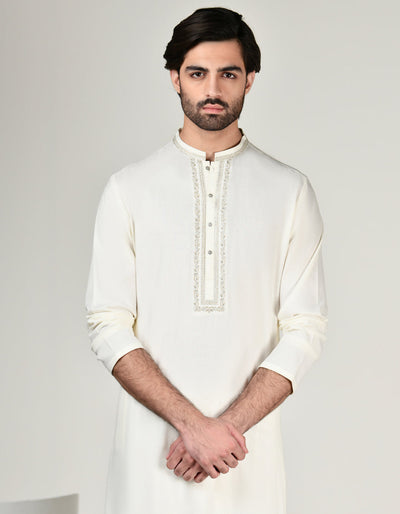 Blended White Shalwar Kameez - J. Junaid Jamshed