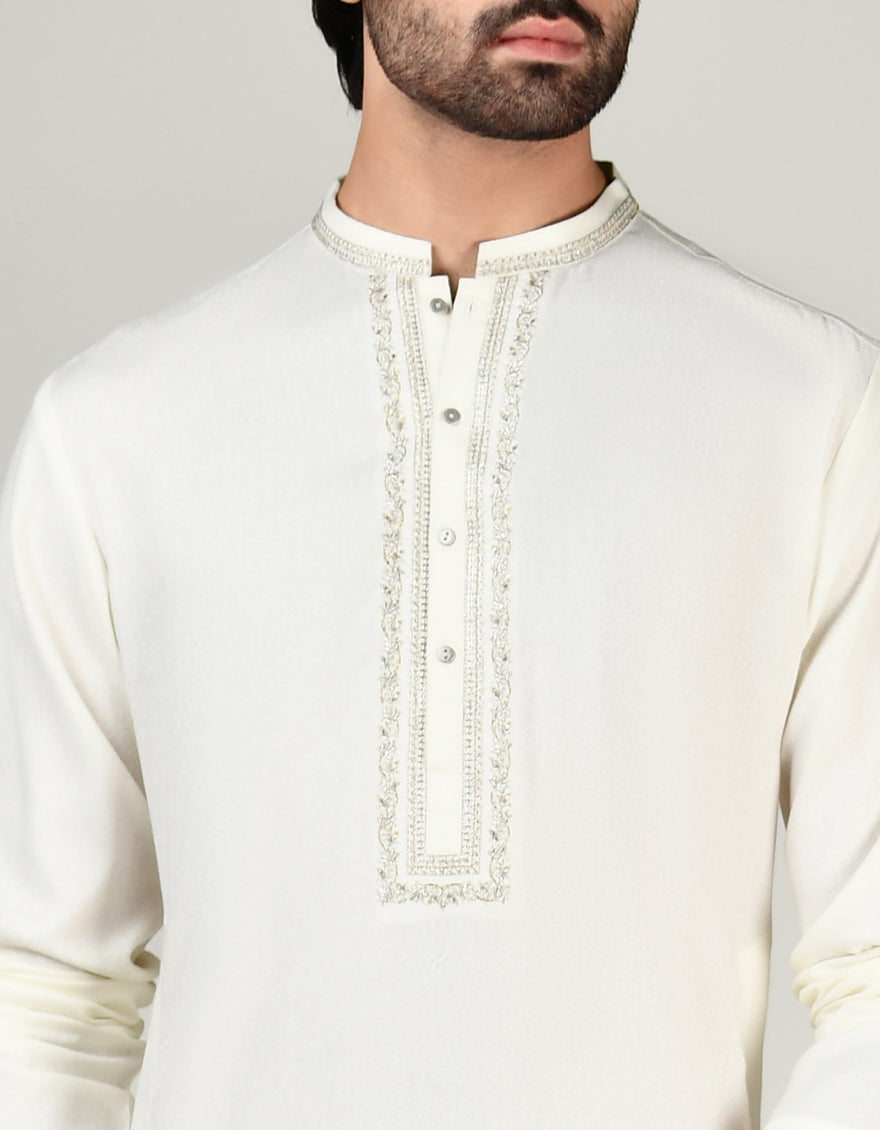 Blended White Shalwar Kameez - J. Junaid Jamshed