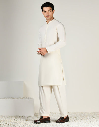 Blended Cream Shalwar Kameez - J. Junaid Jamshed