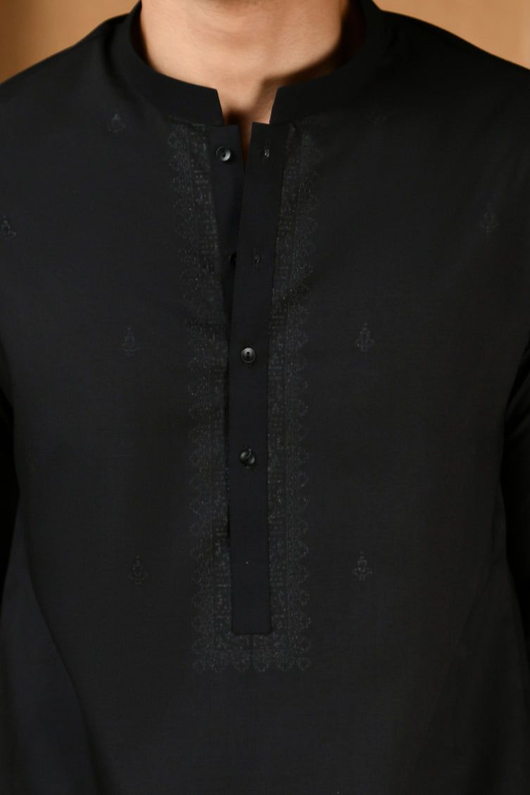 Blended Black Shalwar Kameez - J. Junaid Jamshed