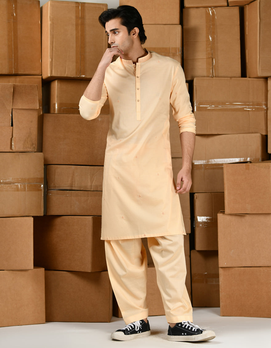 Cotton Orange Shalwar Kameez - J. Junaid Jamshed