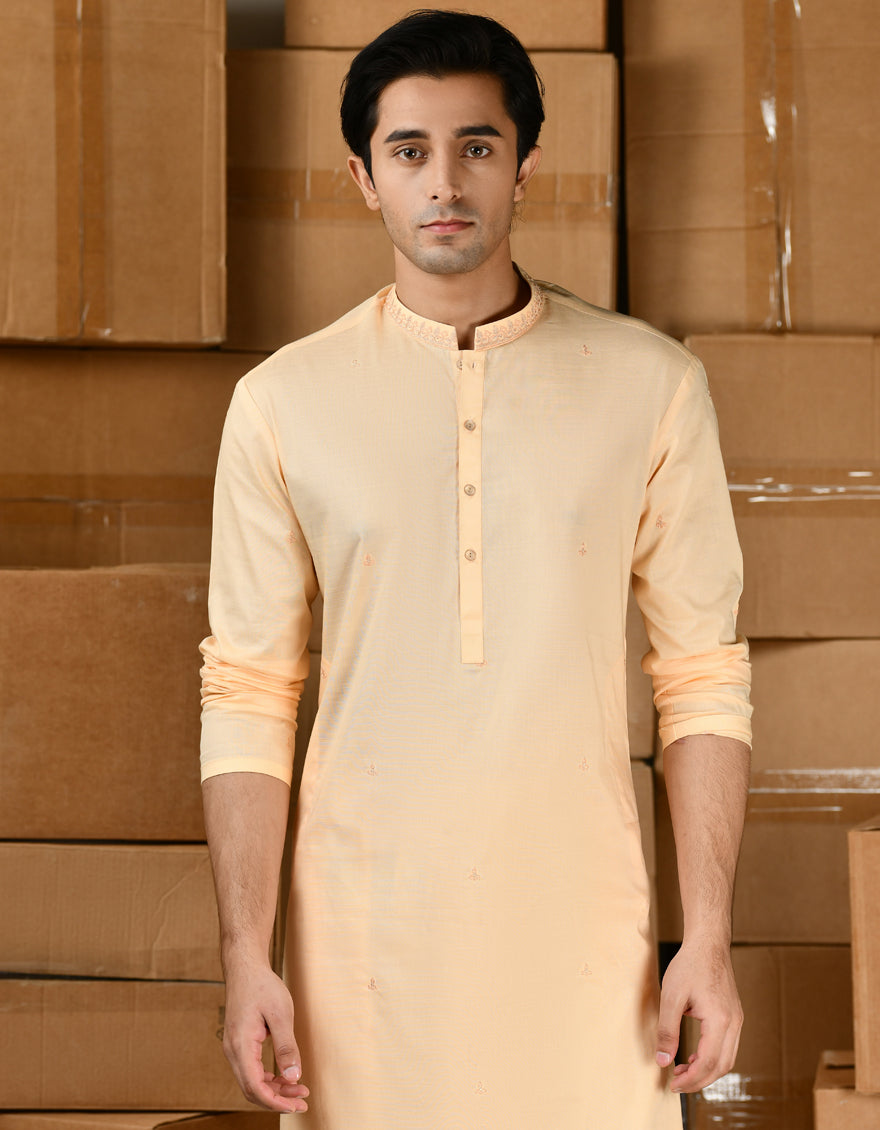 Cotton Orange Shalwar Kameez - J. Junaid Jamshed