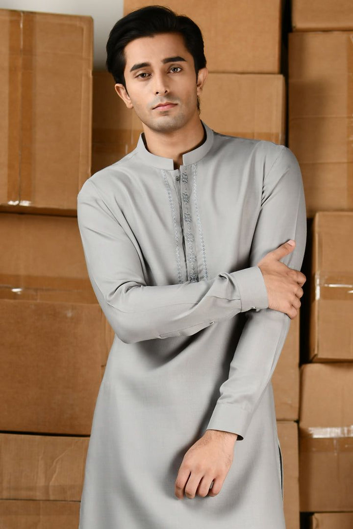 Blended Grey Shalwar Kameez - J. Junaid Jamshed