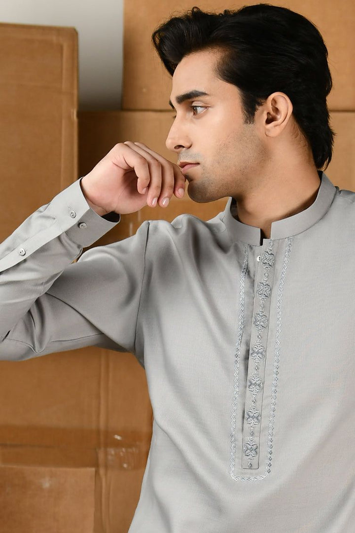 Blended Grey Shalwar Kameez - J. Junaid Jamshed