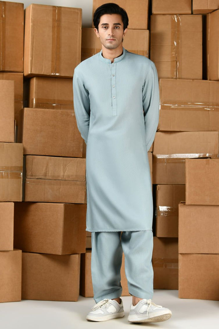 Blended Green Shalwar Kameez - J. Junaid Jamshed
