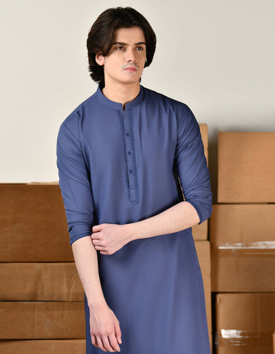 Blended Blue Shalwar Kameez - J. Junaid Jamshed