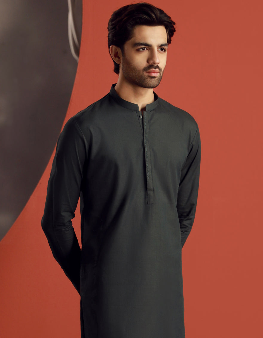 Cotton Green Shalwar Kameez - J. Junaid Jamshed