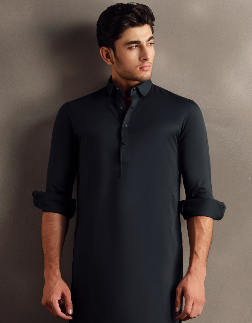 Blended Blue Shalwar Kameez - J. Junaid Jamshed