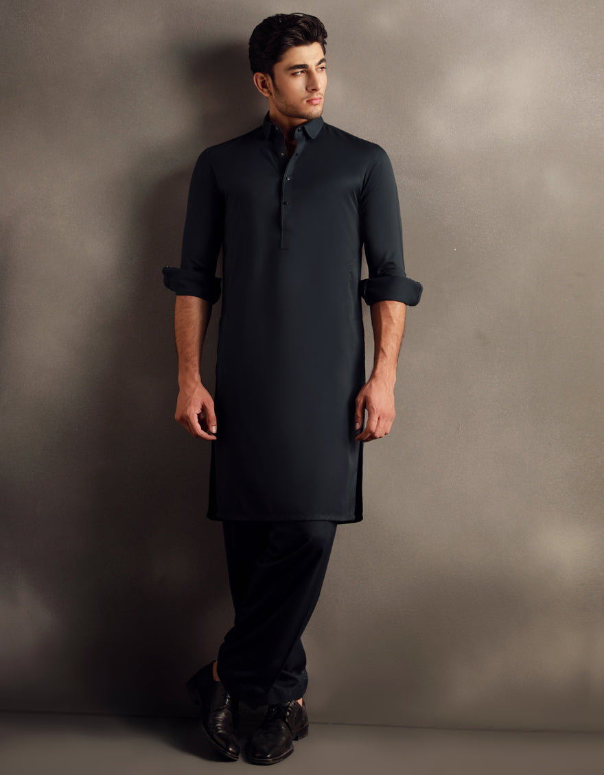 Blended Blue Shalwar Kameez - J. Junaid Jamshed