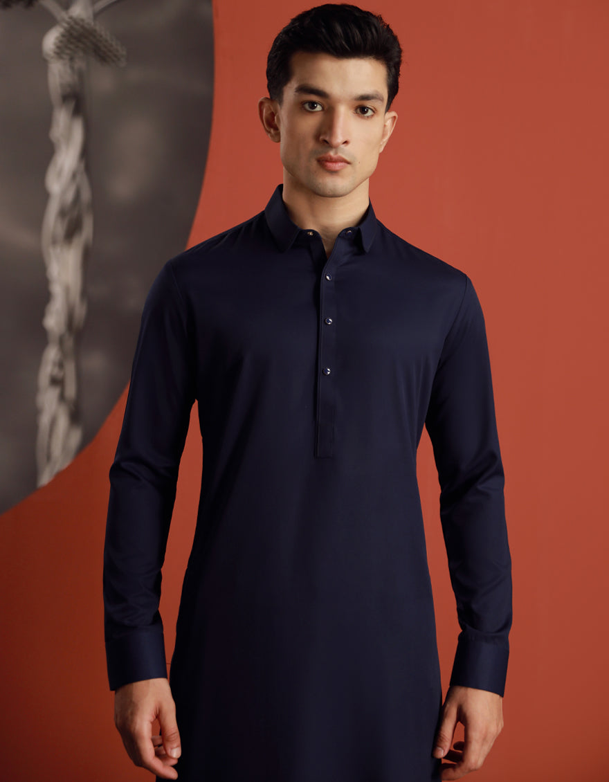 Blended Blue Shalwar Kameez - J. Junaid Jamshed