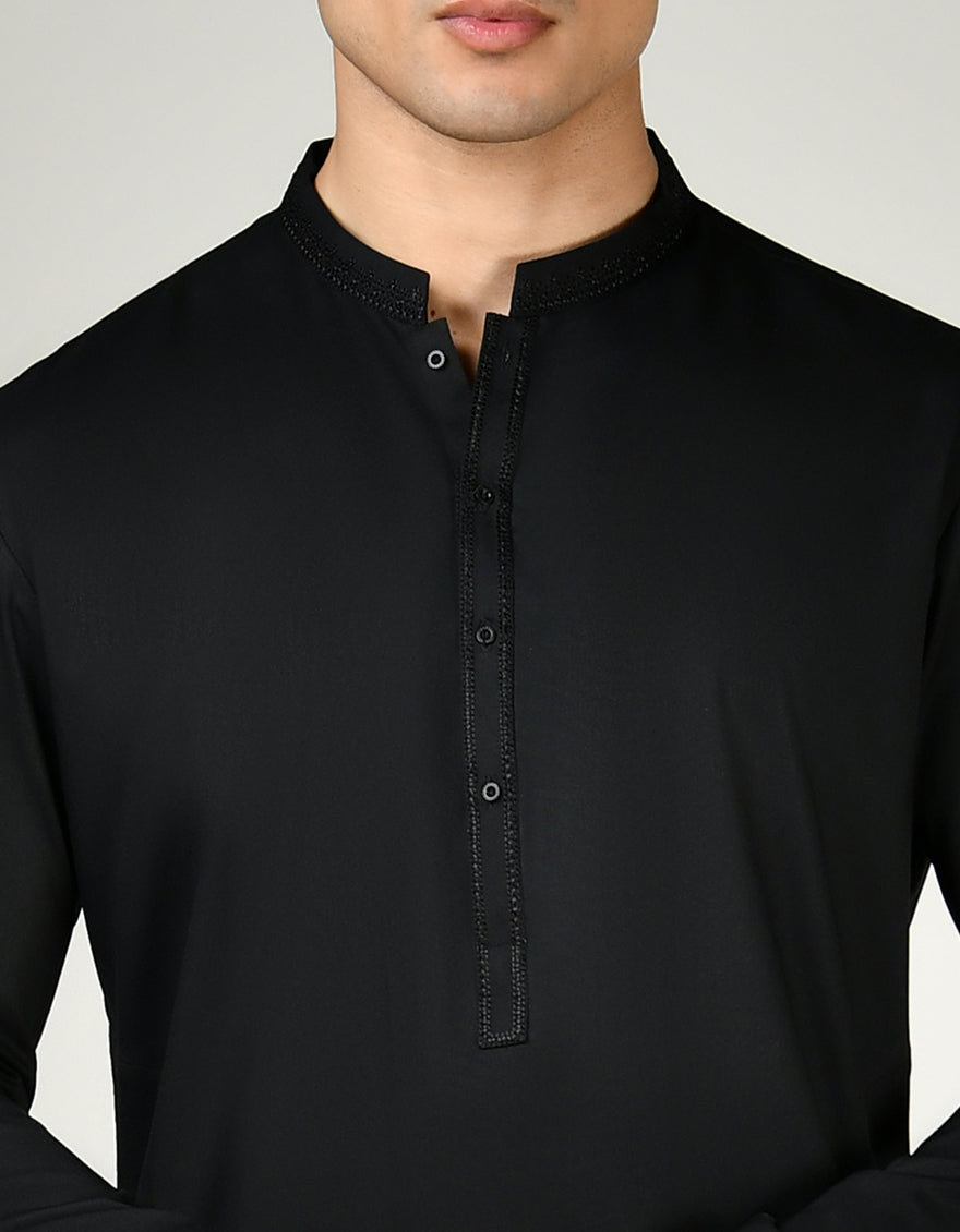 Blended Black Shalwar Kameez - J. Junaid Jamshed